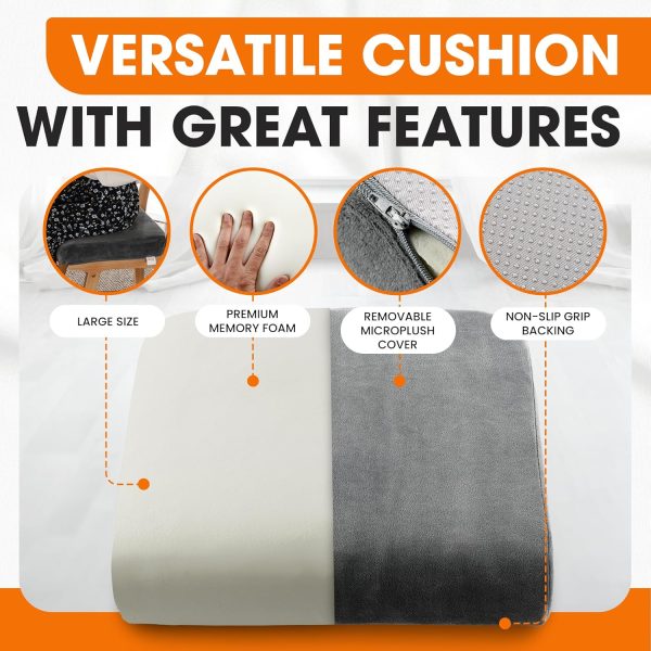 Cheer Collection Extra Large Seat Cushion | Memory Foam Comfort Pad for Prolonged Sitting with Removable Washable Cover - Image 4