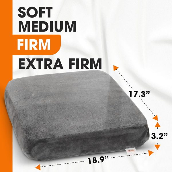 Cheer Collection Extra Large Seat Cushion | Memory Foam Comfort Pad for Prolonged Sitting with Removable Washable Cover - Image 5