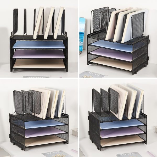 Desk Organizers and Accessories, 3-Tier Paper Organizer with 5 Vertical File Holders, File Folder Organizer (Black, 3T) - Image 5