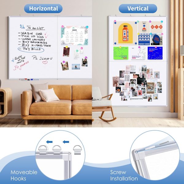 Magnetic Whiteboard Dry Erase, 48 x 36 inch Large White Board for Wall, Foldable Aluminum Frame Hanging Whiteboards for Home Classroom Office - Image 3