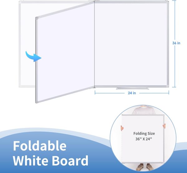 Magnetic Whiteboard Dry Erase, 48 x 36 inch Large White Board for Wall, Foldable Aluminum Frame Hanging Whiteboards for Home Classroom Office - Image 5