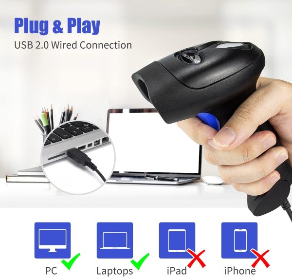 NetumScan USB 1D Barcode Scanner, Handheld Wired CCD Barcode Reader Supports Screen Scan UPC Bar Code Reader for Warehouse, Library, Supermarket - Image 2