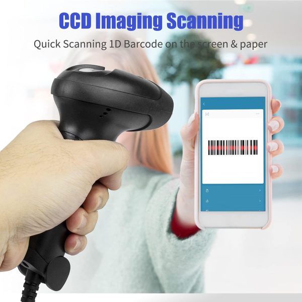 NetumScan USB 1D Barcode Scanner, Handheld Wired CCD Barcode Reader Supports Screen Scan UPC Bar Code Reader for Warehouse, Library, Supermarket - Image 4