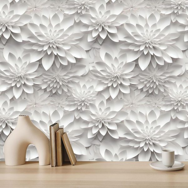 Peel and Stick Floral Contact Paper Imitation Flat Lotus Flower Wallpaper Removable Renter Friendly Wallpaper for Bedroom Living Room Backsplash 17.7in x 6.6ft - Image 4