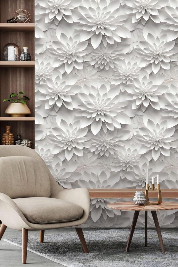 Peel and Stick Floral Contact Paper Imitation Flat Lotus Flower Wallpaper Removable Renter Friendly Wallpaper for Bedroom Living Room Backsplash 17.7in x 6.6ft - Image 5
