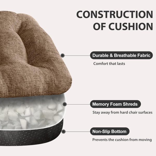 Quilmfoam 15.5"x15.5" Kitchen Chair Cushions Set of 4 for Dining Chair, Soft Tufted Non-Slip Memory Foam Seat Cushion with Ties for Indoor Kitchen Dining Furniture, Brown - Image 2