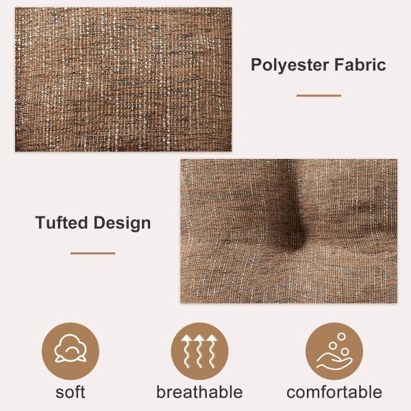 Quilmfoam 15.5"x15.5" Kitchen Chair Cushions Set of 4 for Dining Chair, Soft Tufted Non-Slip Memory Foam Seat Cushion with Ties for Indoor Kitchen Dining Furniture, Brown - Image 8