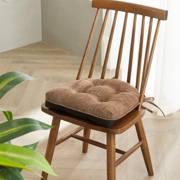 Quilmfoam 15.5"x15.5" Kitchen Chair Cushions Set of 4 for Dining Chair, Soft Tufted Non-Slip Memory Foam Seat Cushion with Ties for Indoor Kitchen Dining Furniture, Brown - Image 9