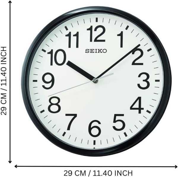 Seiko Non Ticking Home, Office Wall Clock, 12 Inches, Black - Image 4