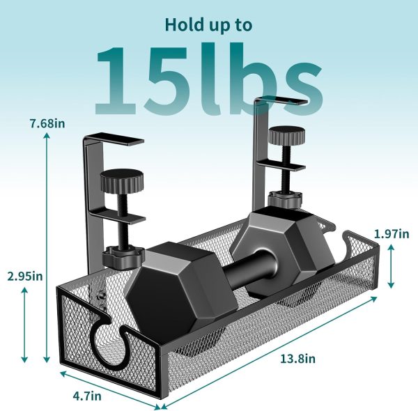 Under Desk Cable Management Tray Black, No Drill Organizer With Clamp for Wire Management, PC Cord Accessories & Workspace Organizers for Office, Home - Image 8